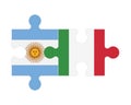 Puzzle of flags of Argentina and Italy, vector