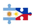 Puzzle of flags of Argentina and Philippines, vector