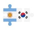 Puzzle of flags of Argentina and South Korea, vector