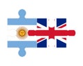Puzzle of flags of Argentina and United Kingdom, vector