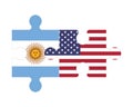 Puzzle of flags of Argentina and US, vector