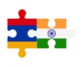 Puzzle of flags of Armenia and India, vector