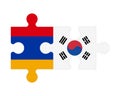 Puzzle of flags of Armenia and South Korea, vector