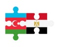 Puzzle of flags of Azerbaijan and Egypt, vector