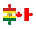 Puzzle of flags of Bolivia and Canada, vector Royalty Free Stock Photo