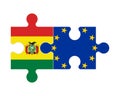 Puzzle of flags of Bolivia and European Union, vector Royalty Free Stock Photo