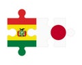 Puzzle of flags of Bolivia and Japan, vector Royalty Free Stock Photo