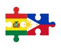 Puzzle of flags of Bolivia and Philippines, vector Royalty Free Stock Photo