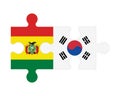 Puzzle of flags of Bolivia and South Korea, vector Royalty Free Stock Photo