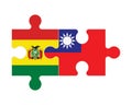 Puzzle of flags of Bolivia and Taiwan, vector Royalty Free Stock Photo