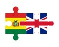 Puzzle of flags of Bolivia and United Kingdom, vector Royalty Free Stock Photo