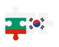 Puzzle of flags of Bulgaria and South Korea, vector