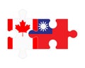 Puzzle of flags of Canada and Taiwan, vector