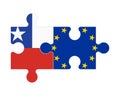 Puzzle of flags of Chile and European Union, vector