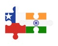 Puzzle of flags of Chile and India, vector