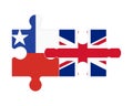 Puzzle of flags of Chile and United Kingdom, vector