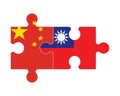 Puzzle of flags of China and Taiwan, vector