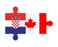 Puzzle of flags of Croatia and Canada, vector