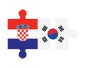 Puzzle of flags of Croatia and South Korea, vector
