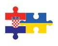 Puzzle of flags of Croatia and Ukraine, vector