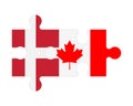 Puzzle of flags of Denmark and Canada, vector