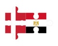 Puzzle of flags of Denmark and Egypt, vector