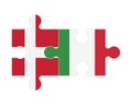 Puzzle of flags of Denmark and Italy, vector