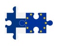 Puzzle of flags of Finland and European Union, vector