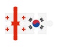Puzzle of flags of Georgia and South Korea, vector