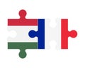 Puzzle of flags of Hungary and France, vector