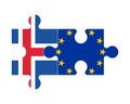 Puzzle of flags of Iceland and European Union, vector