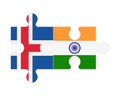 Puzzle of flags of Iceland and India, vector