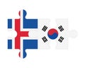 Puzzle of flags of Iceland and South Korea, vector