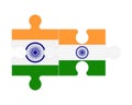 Puzzle of flags of India and India, vector