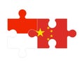 Puzzle of flags of Indonesia and China, vector