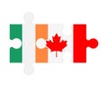 Puzzle of flags of Ireland and Canada, vector