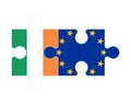 Puzzle of flags of Ireland and European Union, vector