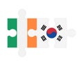 Puzzle of flags of Ireland and South Korea, vector