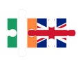 Puzzle of flags of Ireland and United Kingdom, vector