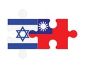 Puzzle of flags of Israel and Taiwan, vector
