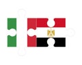 Puzzle of flags of Italy and Egypt, vector