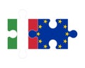 Puzzle of flags of Italy and European Union, vector