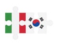 Puzzle of flags of Italy and South Korea, vector