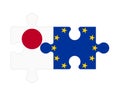 Puzzle of flags of Japan and European Union, vector