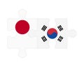 Puzzle of flags of Japan and South Korea, vector