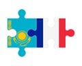 Puzzle of flags of Kazakhstan and France , vector