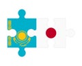 Puzzle of flags of Kazakhstan and Japan, vector