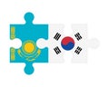 Puzzle of flags of Kazakhstan and South Korea, vector