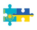 Puzzle of flags of Kazakhstan and Ukraine, vector