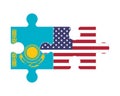 Puzzle of flags of Kazakhstan and US, vector